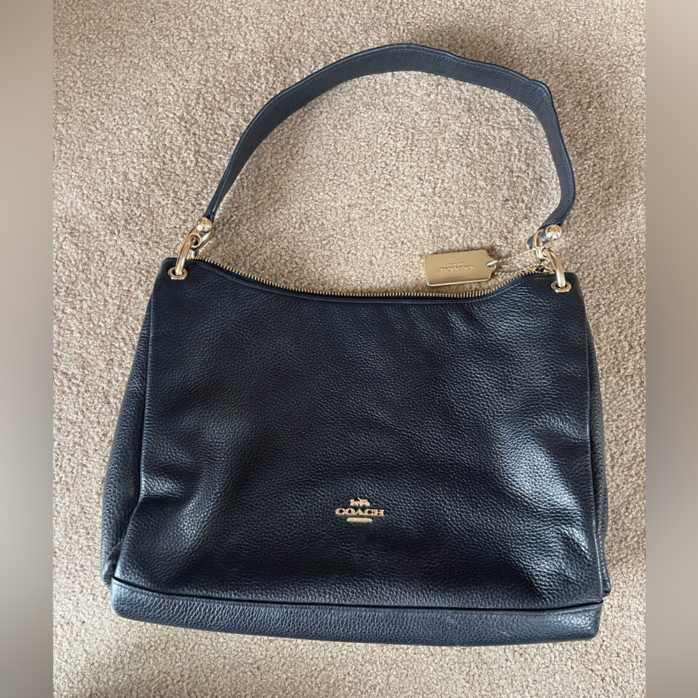 Coach Mia Black Leather Shoulder Bag with F28966